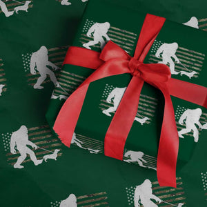 Bigfoot Walking Dachshund Wrapping Paper Roll Sasquatch Camo American Flag USA Military Patriotic TS10 Green Print Your Wear
