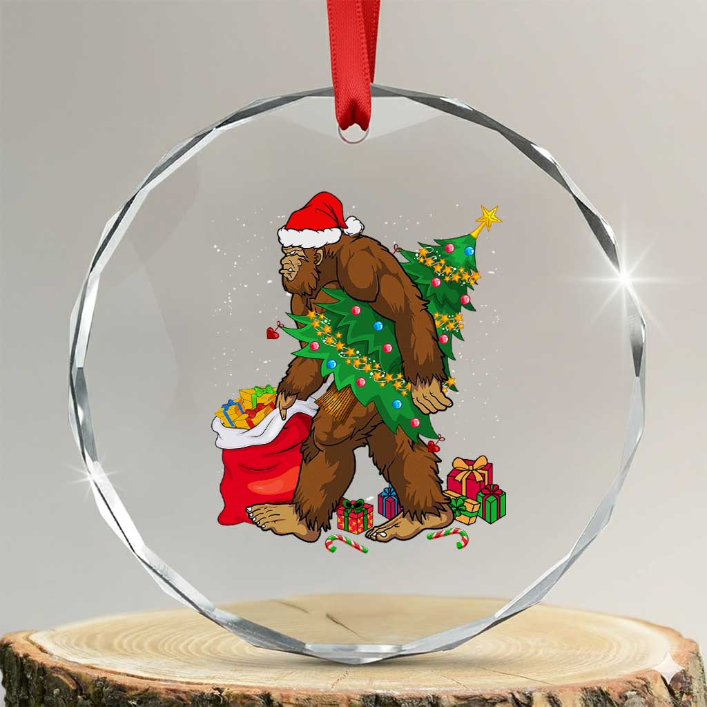 Bigfoot Xmas Crystal Glass Ornament Believe Sasquatch Lovers Xmas Tree Lights TS10 Transparent Glass 3'' Circle Print Your Wear