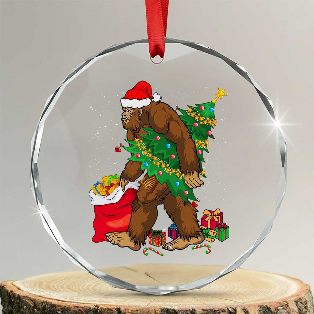 Bigfoot Xmas Crystal Glass Ornament Believe Sasquatch Lovers Xmas Tree Lights TS10 Transparent Glass 3'' Circle Print Your Wear