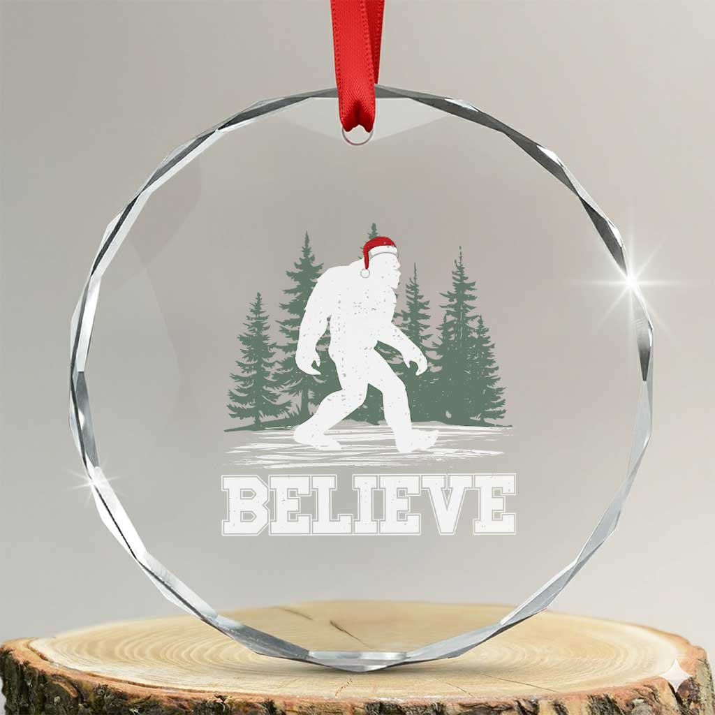 Bigfoot Xmas Crystal Glass Ornament Funny Sasquatch Believe Lovers Gifts TS10 Transparent Glass 3'' Circle Print Your Wear