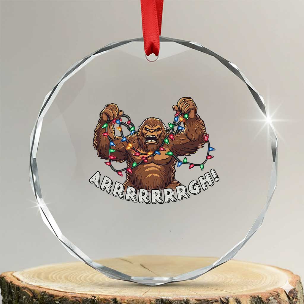 Bigfoot Xmas Crystal Glass Ornament Winter Yeti Sasquatch Loves Xmas Tree Lights TS10 Transparent Glass 3'' Circle Print Your Wear