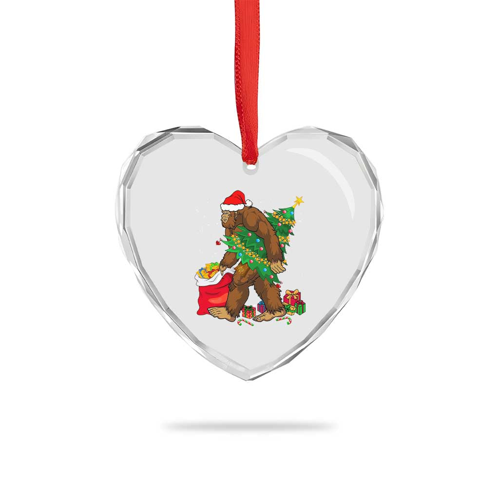 Bigfoot Xmas Heart Crystal Glass Ornament Believe Sasquatch Lovers Xmas Tree Lights TS10 Print Your Wear