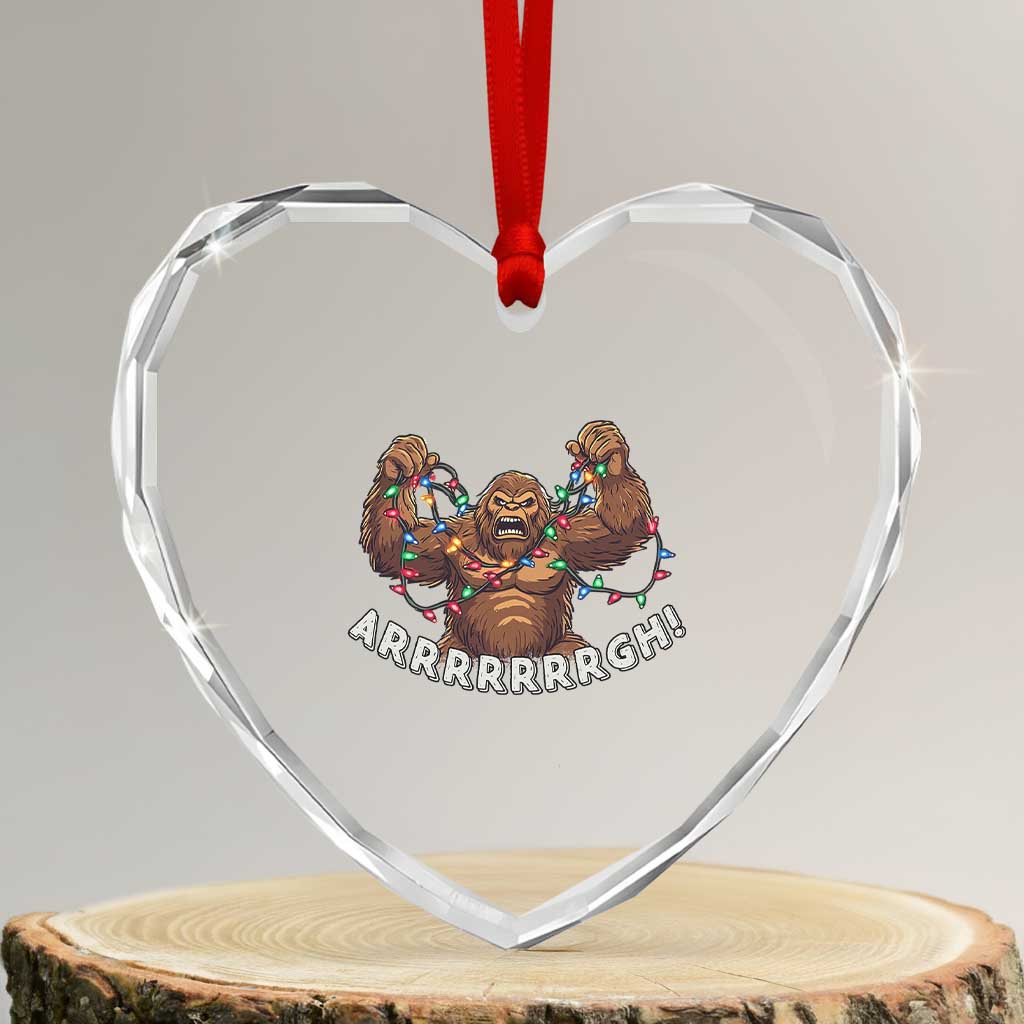 Bigfoot Xmas Heart Crystal Glass Ornament Winter Yeti Sasquatch Loves Xmas Tree Lights TS10 Transparent Glass 3'' Heart Print Your Wear