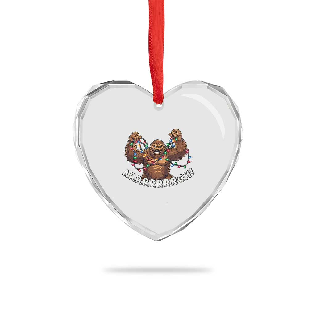 Bigfoot Xmas Heart Crystal Glass Ornament Winter Yeti Sasquatch Loves Xmas Tree Lights TS10 Print Your Wear