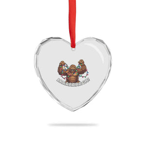 Bigfoot Xmas Heart Crystal Glass Ornament Winter Yeti Sasquatch Loves Xmas Tree Lights TS10 Print Your Wear