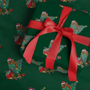 Bigfoot Xmas Tree Wrapping Paper Roll Lights Sasquatch Lovers TS02 Green Print Your Wear