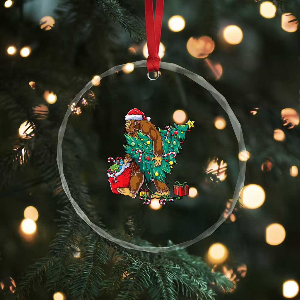 Bigfoot Xmas Tree Lights Crystal Glass Ornament Sasquatch Lovers TS02 Print Your Wear