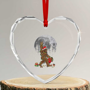 Bigfoot Xmas Tree Lights Heart Crystal Glass Ornament Believe Bigfoot Santa Hat Sasquatch Loves Rock On TS10 Transparent Glass 3'' Heart Print Your Wear