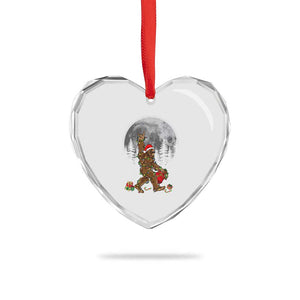 Bigfoot Xmas Tree Lights Heart Crystal Glass Ornament Believe Bigfoot Santa Hat Sasquatch Loves Rock On TS10 Print Your Wear