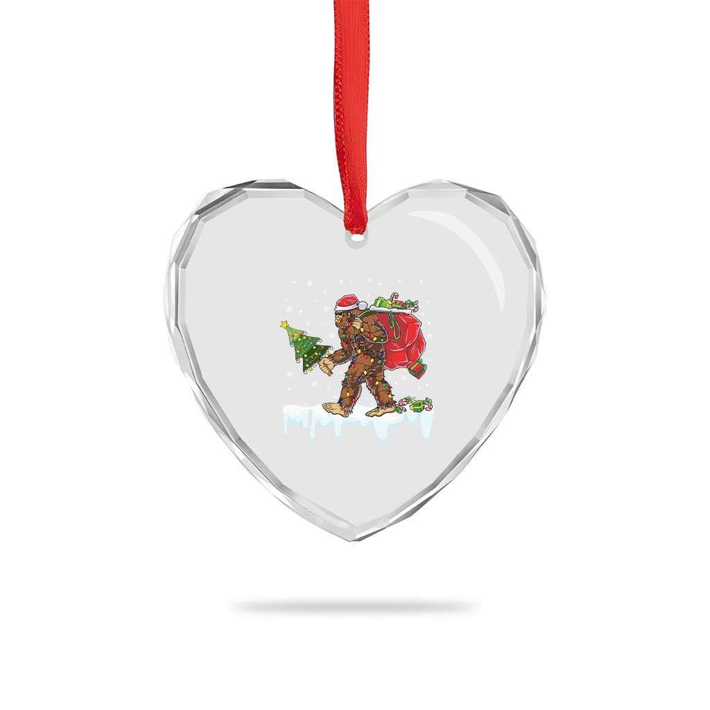 Bigfoot Xmas Tree Lights Heart Crystal Glass Ornament Believe Xmas Sasquatch Lovers Funny TS10 Print Your Wear