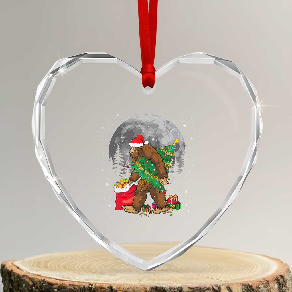 Bigfoot Xmas Tree Lights Heart Crystal Glass Ornament Believe Xmas Sasquatch Lovers Ugly Gift TS10 Transparent Glass 3'' Heart Print Your Wear