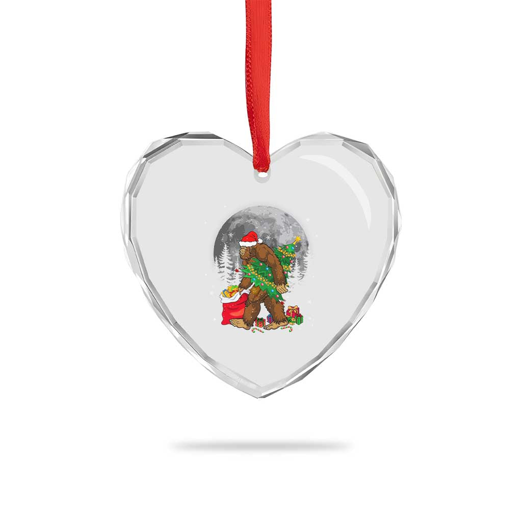 Bigfoot Xmas Tree Lights Heart Crystal Glass Ornament Believe Xmas Sasquatch Lovers Ugly Gift TS10 Print Your Wear
