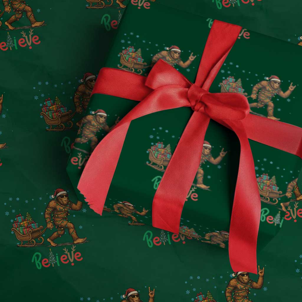 Bigfoot Xmas Wrapping Paper Roll Believe Funny Holiday Gift TS12 Green Print Your Wear