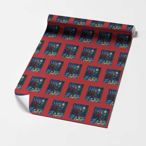 Bigfoot Xmas Wrapping Paper Roll Starry Night Van Gogh TS14 Red Print Your Wear