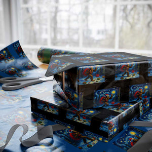 Bigfoot Xmas Wrapping Paper Roll Starry Night Van Gogh TS14 Black Print Your Wear