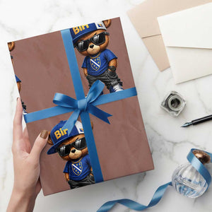 BIH Bosnia Teddy Bear Graphic Wrapping Paper Roll Golden Lily Heritage Urban Streetwear Style