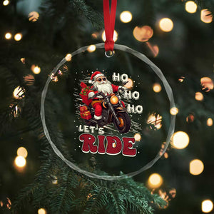 Biker Santa Claus Crystal Glass Ornament Ho Ho Ho Let's Ride Xmas TS02 Print Your Wear