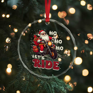 Biker Santa Claus Crystal Glass Ornament Ho Ho Ho Let's Ride Xmas TS02 Print Your Wear