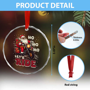 Biker Santa Claus Crystal Glass Ornament Ho Ho Ho Let's Ride Xmas TS02 Print Your Wear