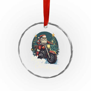 Biker Santa Claus Crystal Glass Ornament Merry Xmas Riding Motorcycle TS02 Print Your Wear
