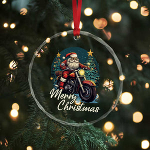 Biker Santa Claus Crystal Glass Ornament Merry Xmas Riding Motorcycle TS02 Print Your Wear