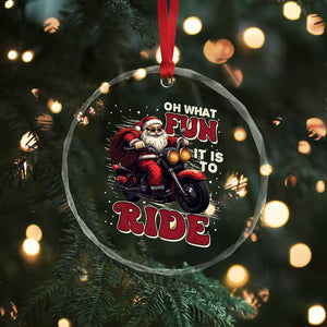 Biker Santa Claus Crystal Glass Ornament Oh What Fun It Is To Ride Motorcycle Xmas TS02 Print Your Wear