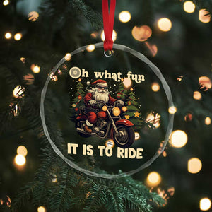 Biker Santa Claus Crystal Glass Ornament Oh What Fun It Is To Ride Motorcycle Xmas Tree TS02 Print Your Wear