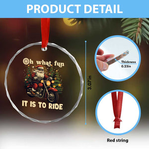 Biker Santa Claus Crystal Glass Ornament Oh What Fun It Is To Ride Motorcycle Xmas Tree TS02 Print Your Wear