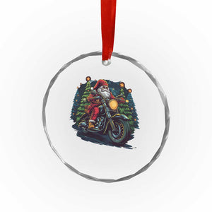 Biker Santa Claus Crystal Glass Ornament Riding Motorcycle Christmas - Print Your Wear