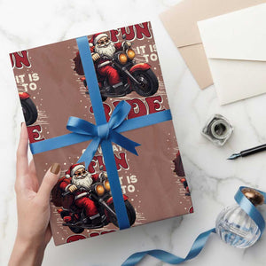 Biker Santa Claus Wrapping Paper Roll Oh What Fun It Is To Ride Motorcycle Xmas TS02 Mocha Print Your Wear