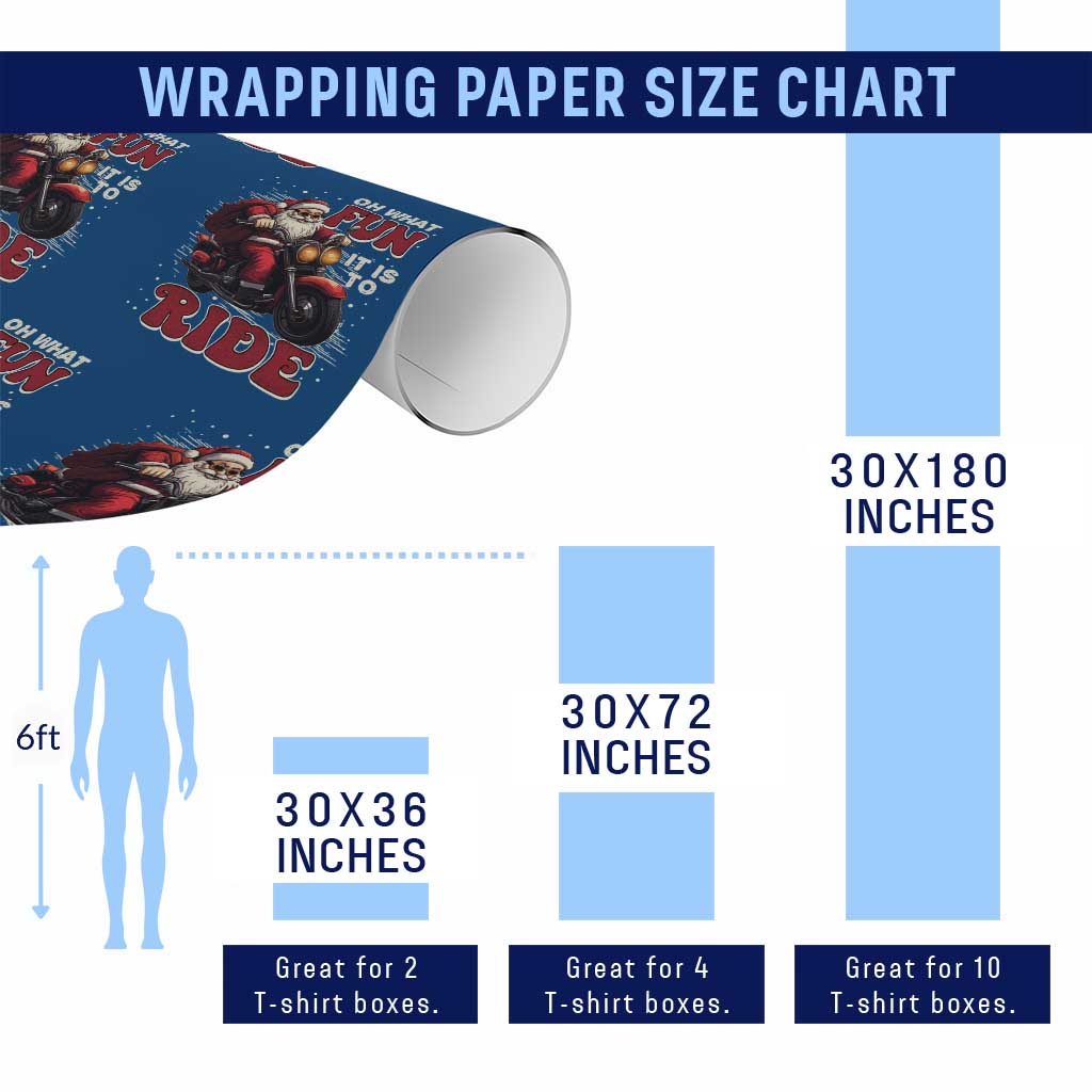 Biker Santa Claus Wrapping Paper Roll Oh What Fun It Is To Ride Motorcycle Xmas TS02 Print Your Wear