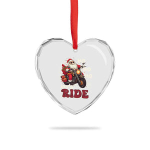 Biker Santa Claus Heart Crystal Glass Ornament Ho Ho Ho Let's Ride Xmas TS02 Print Your Wear