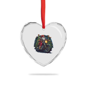 Biker Santa Claus Heart Crystal Glass Ornament Riding Motorcycle Christmas TS02 Print Your Wear