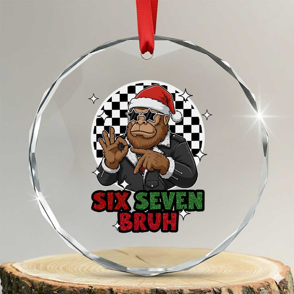 Biker Santa Six Seven Bruh Crystal Glass Ornament Christmas Gift For Gen Z TS12 Transparent Glass 3'' Circle Print Your Wear