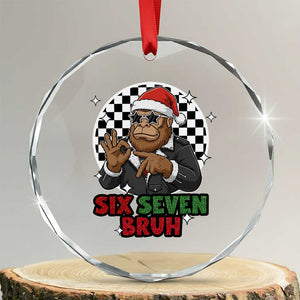 Biker Santa Six Seven Bruh Crystal Glass Ornament Christmas Gift For Gen Z TS12 Transparent Glass 3'' Circle Print Your Wear