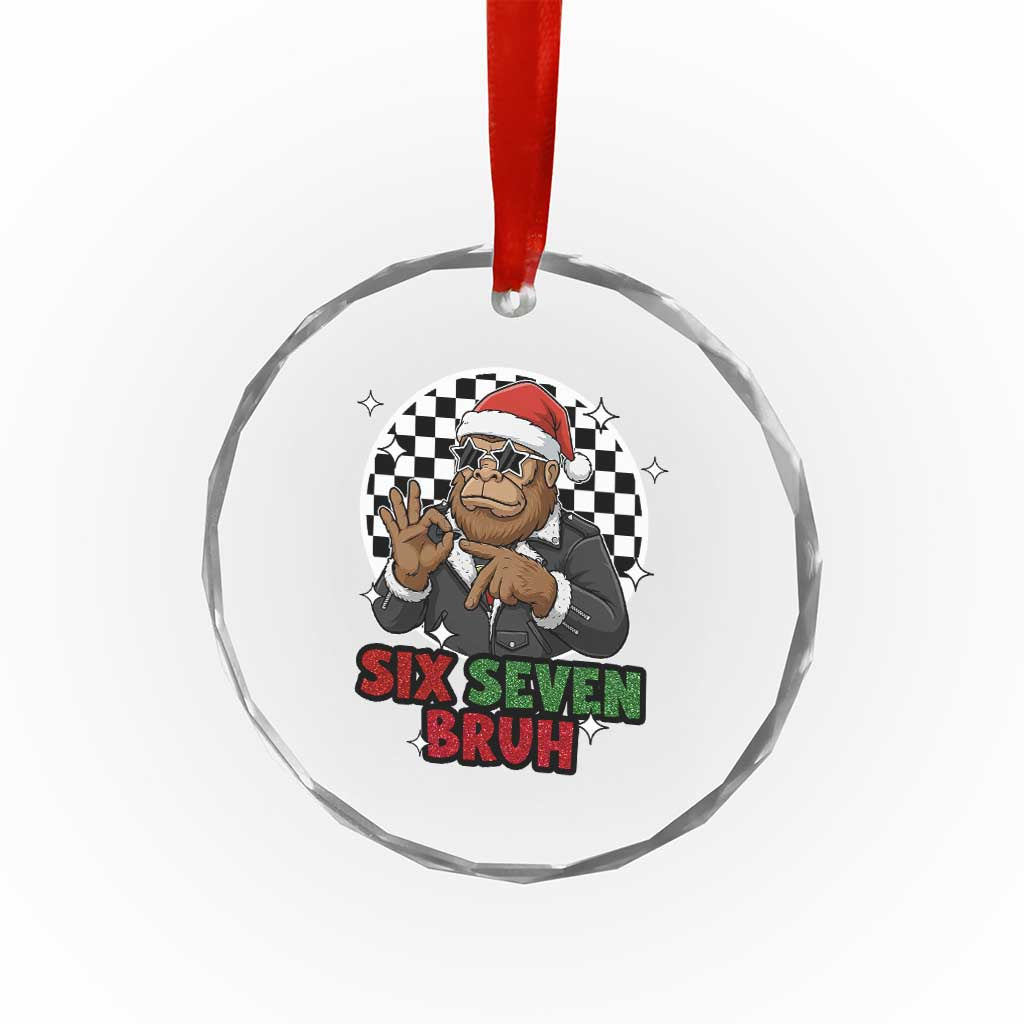 Biker Santa Six Seven Bruh Crystal Glass Ornament Christmas Gift For Gen Z TS12 Print Your Wear
