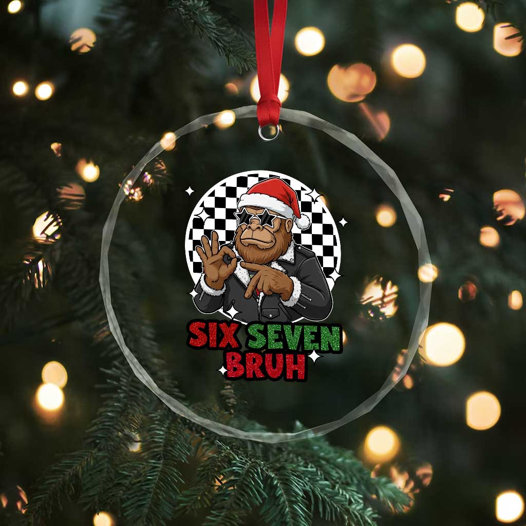 Biker Santa Six Seven Bruh Crystal Glass Ornament Christmas Gift For Gen Z TS12 Print Your Wear