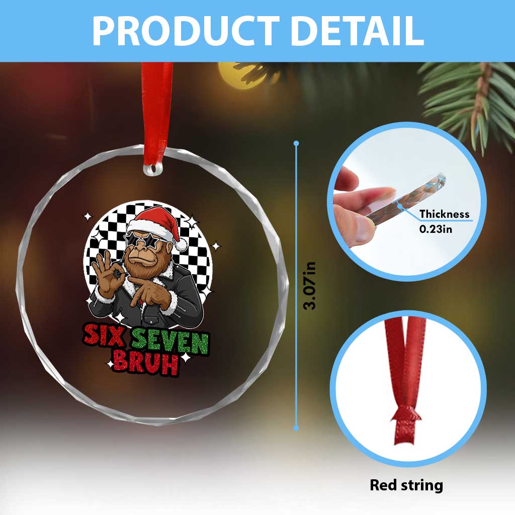 Biker Santa Six Seven Bruh Crystal Glass Ornament Christmas Gift For Gen Z TS12 Print Your Wear
