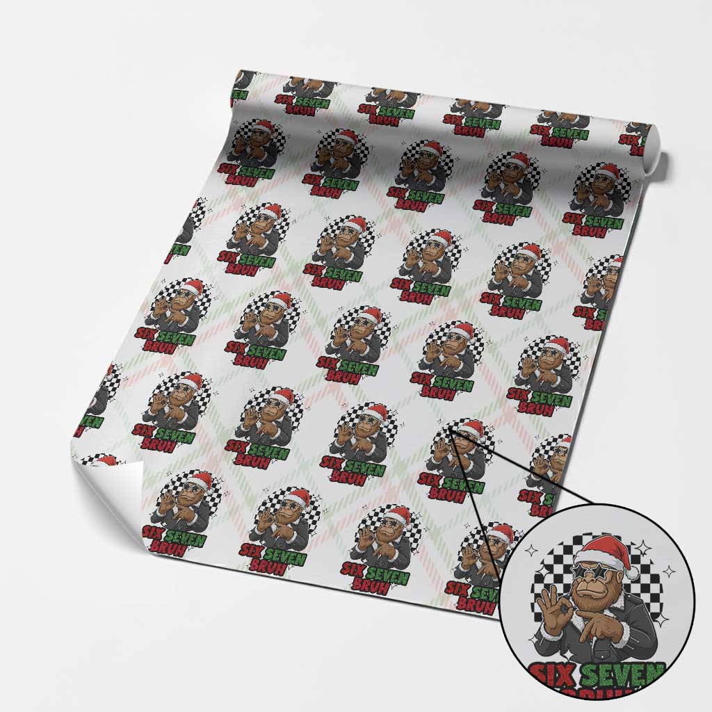 Biker Santa Six Seven Bruh Wrapping Paper Roll Christmas Gift For Gen Z TS12 Christmas Plaid Print Your Wear