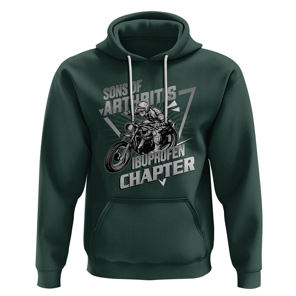 Biker Skeleton Hoodie Sons Of Arthritis Ibuprofen Chapter Dirt Bike TS02 Dark Forest Green Printyourwear