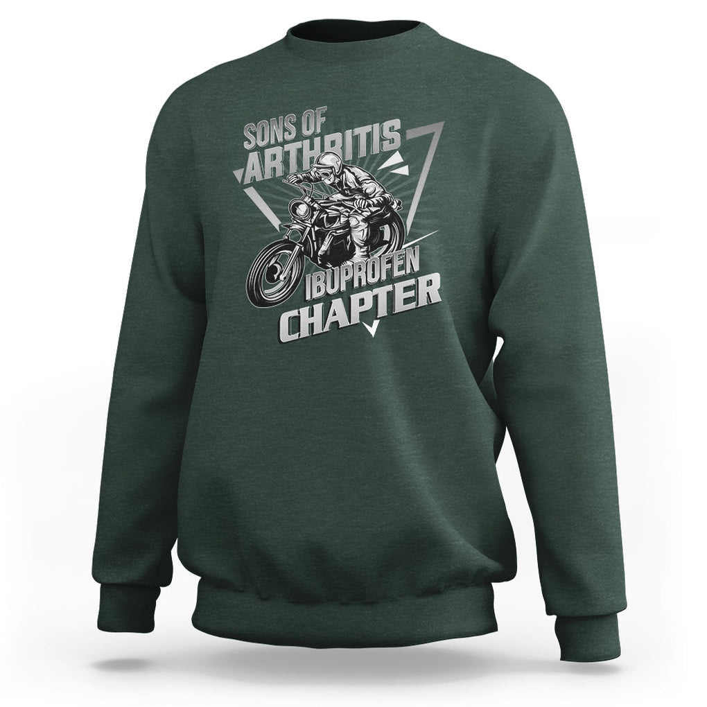 Biker Skeleton Sweatshirt Sons Of Arthritis Ibuprofen Chapter Dirt Bike TS02 Dark Forest Green Printyourwear