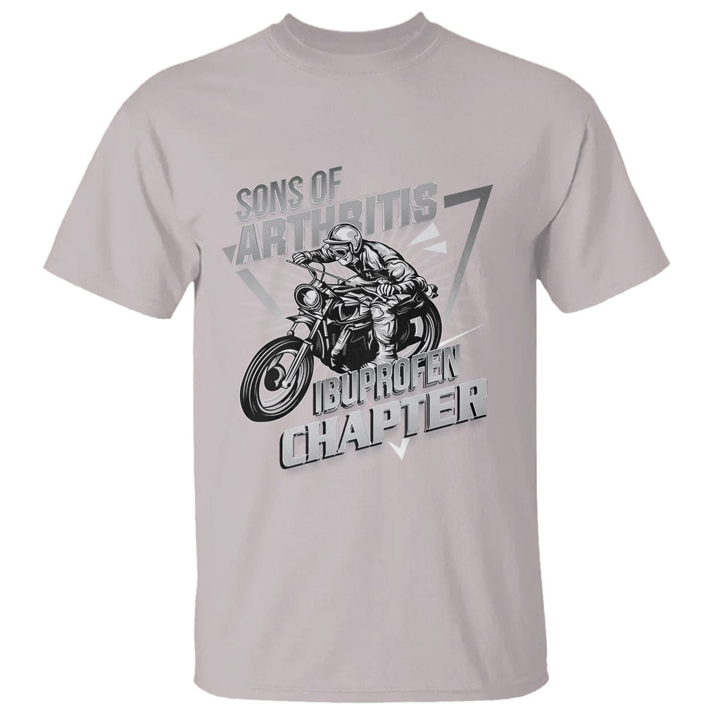 Biker Skeleton T Shirt Sons Of Arthritis Ibuprofen Chapter Dirt Bike TS02 Ice Gray Printyourwear