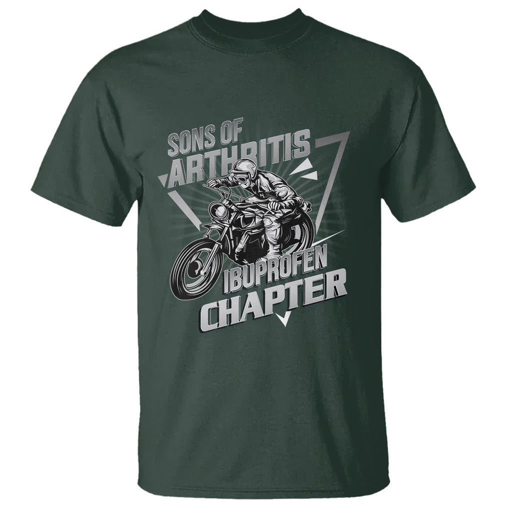 Biker Skeleton T Shirt Sons Of Arthritis Ibuprofen Chapter Dirt Bike TS02 Dark Forest Green Printyourwear