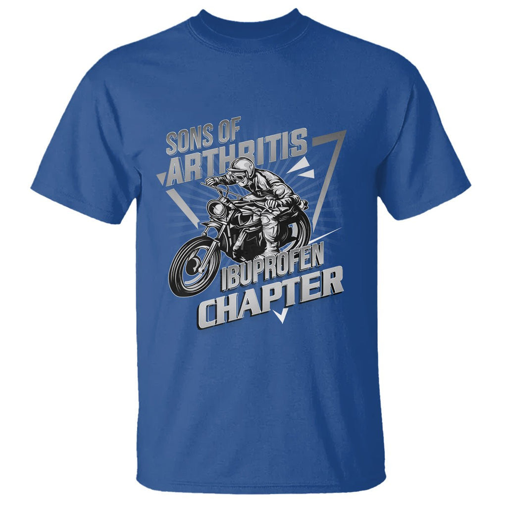 Biker Skeleton T Shirt Sons Of Arthritis Ibuprofen Chapter Dirt Bike TS02 Royal Blue Printyourwear