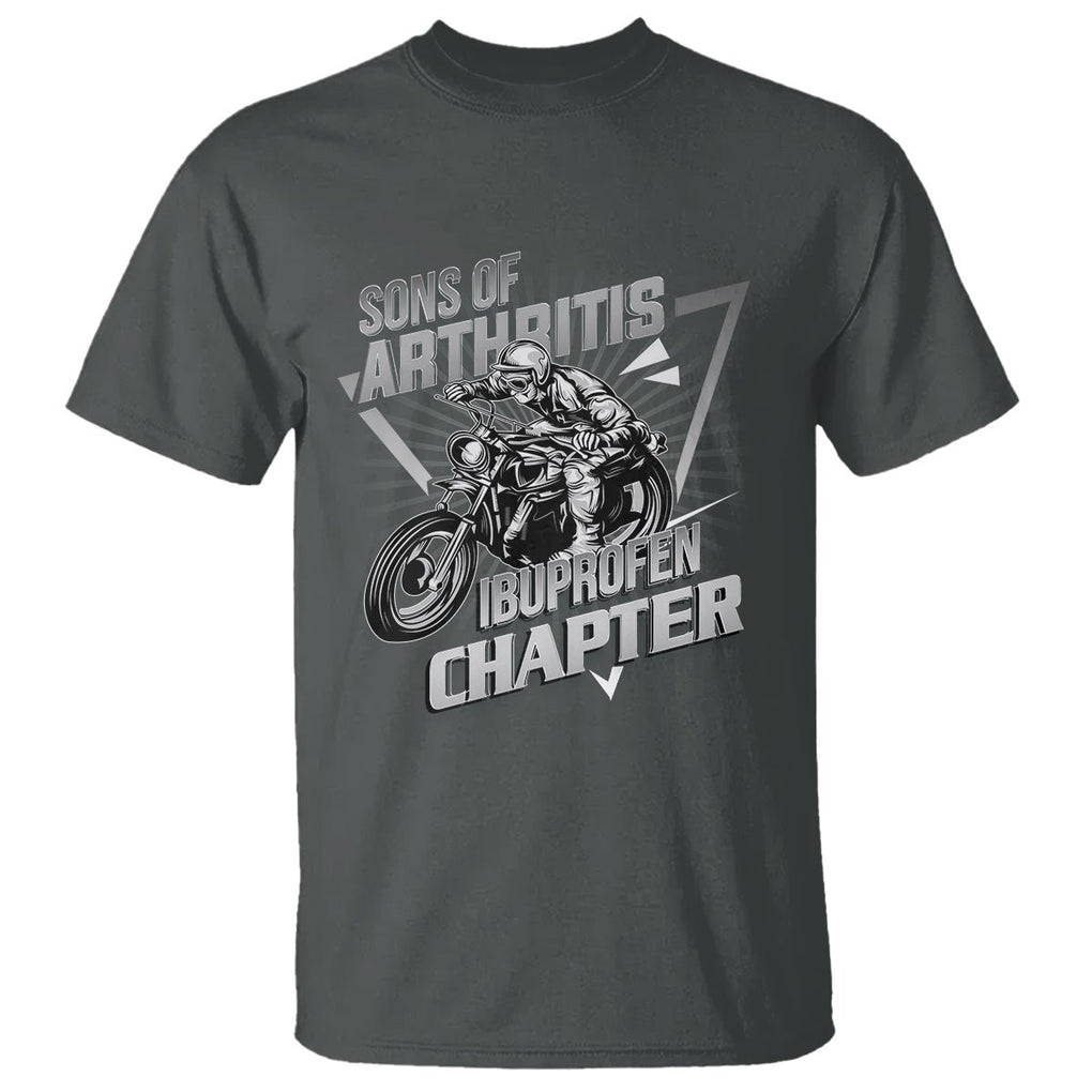 Biker Skeleton T Shirt Sons Of Arthritis Ibuprofen Chapter Dirt Bike TS02 Dark Heather Printyourwear
