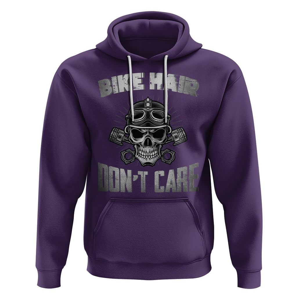 Biker Skull Hoodie Bike Hair Don't Care Motorcycle Rider TS02 Purple Printyourwear