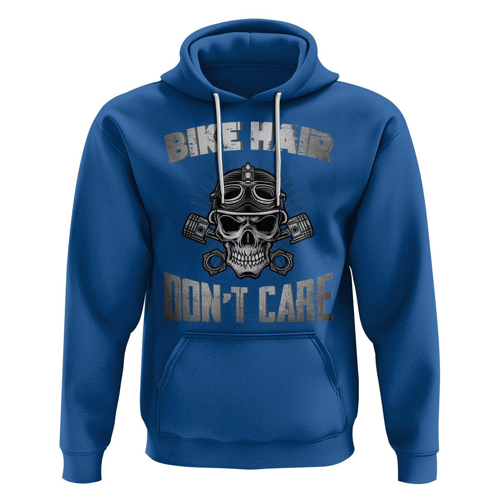 Biker Skull Hoodie Bike Hair Don't Care Motorcycle Rider TS02 Royal Blue Printyourwear