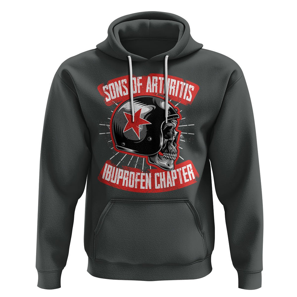 Biker Skull Hoodie Sons Of Arthritis Ibuprofen Chapter Motorcycle Rider Gang TS02 Dark Heather Printyourwear