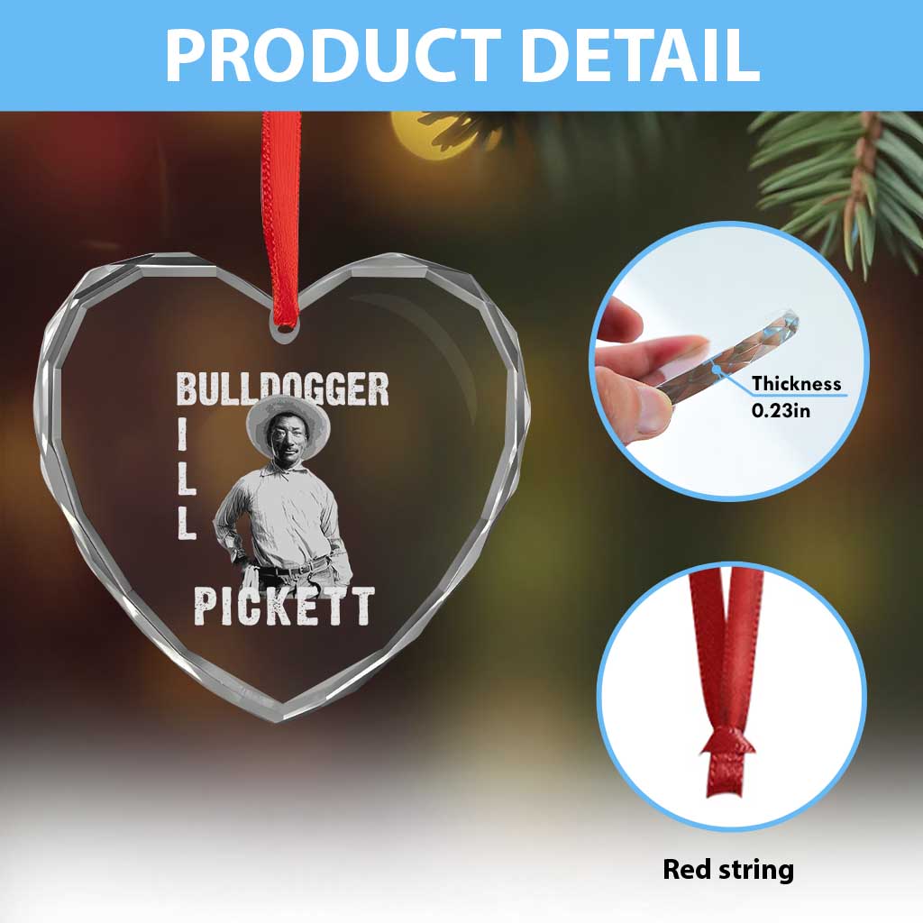 Bill Pickett Heart Crystal Glass Ornament Bulldogger Black Cowboy Western Legend Vintage TS02 Print Your Wear