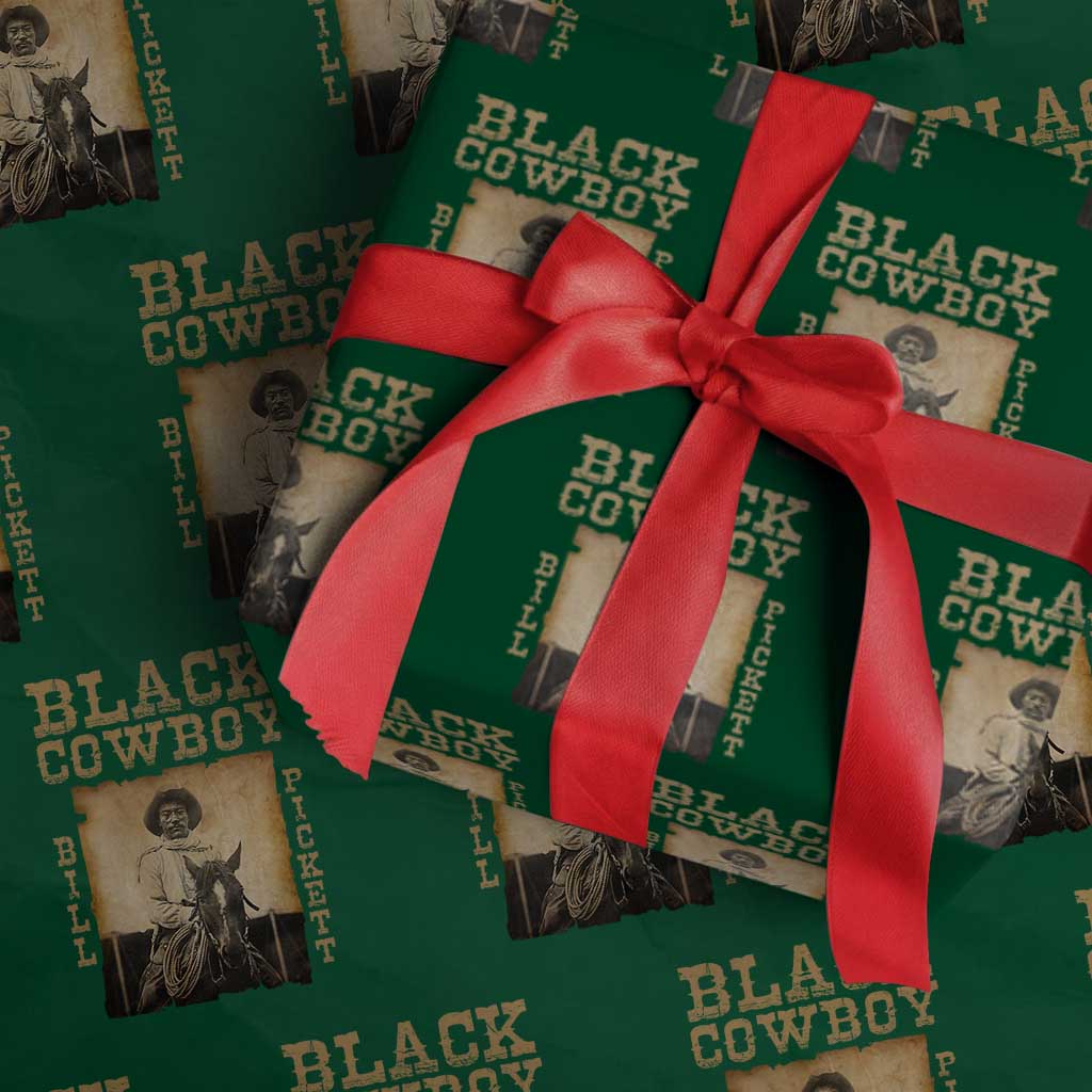 Bill Pickett Wrapping Paper Roll Black Cowboy Western Legend Vintage TS02 Green Print Your Wear